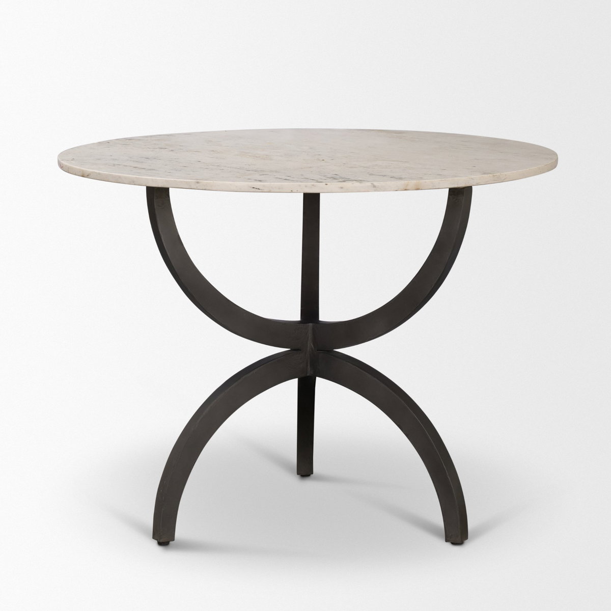 Veneto 40' Round Dining Table | Modern | White Marble & Black Metal | Seats 4, by Mercana, 40" length x 40" width x 30" height View 6