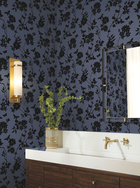 Flutter Vine Blue & Black Wallpaper