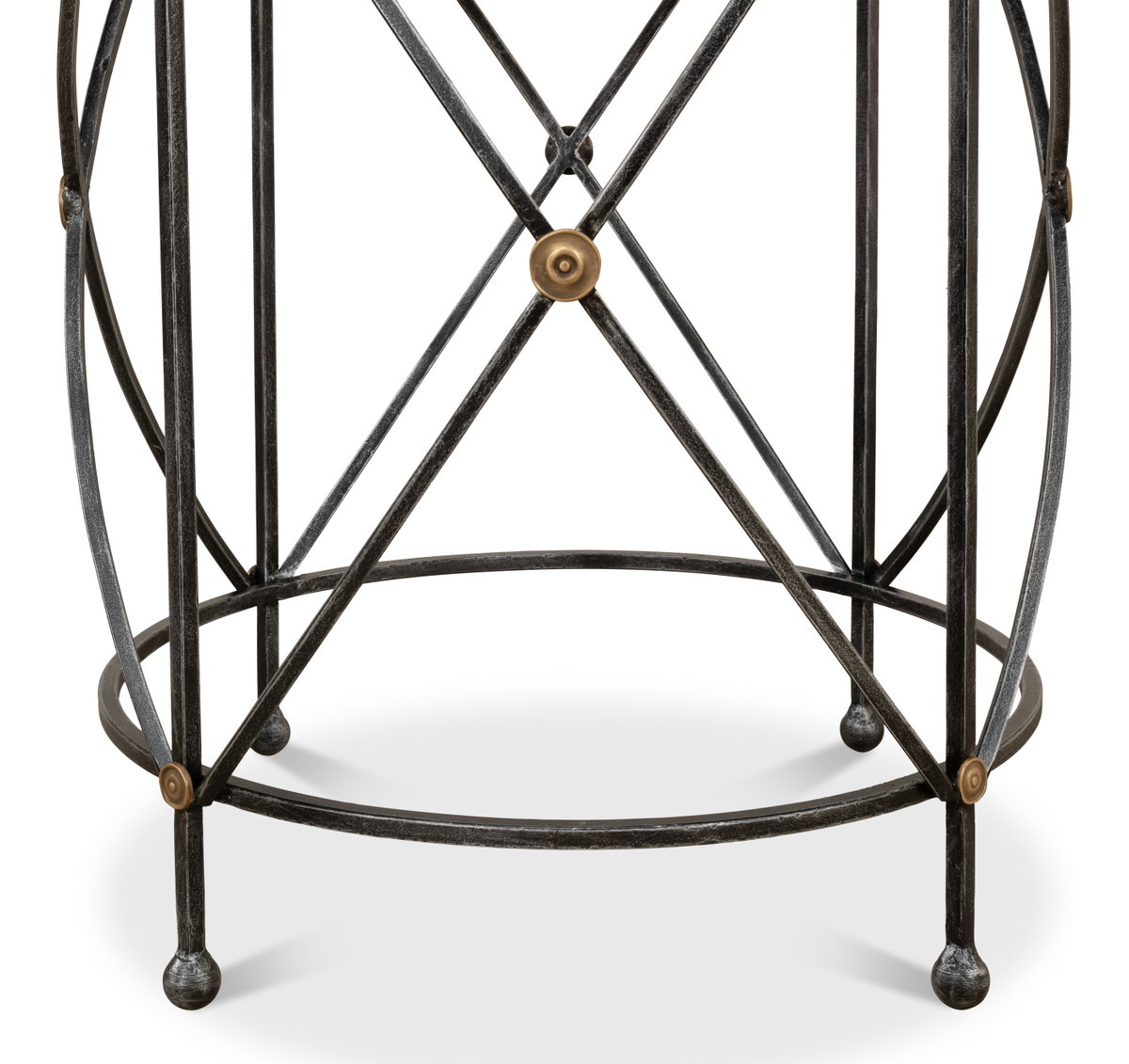 Drum & Fife Lamp Table  Aged Wht Marble, by Sarreid, 2' length x 2' width x 2'5" height View 8