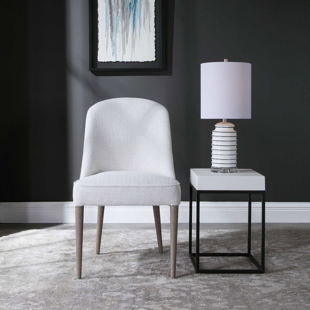 Brie Armless Chair White Set Of 2, Accent Chair by Uttermost, 21" width x 36.5" height x 27" depth View 4