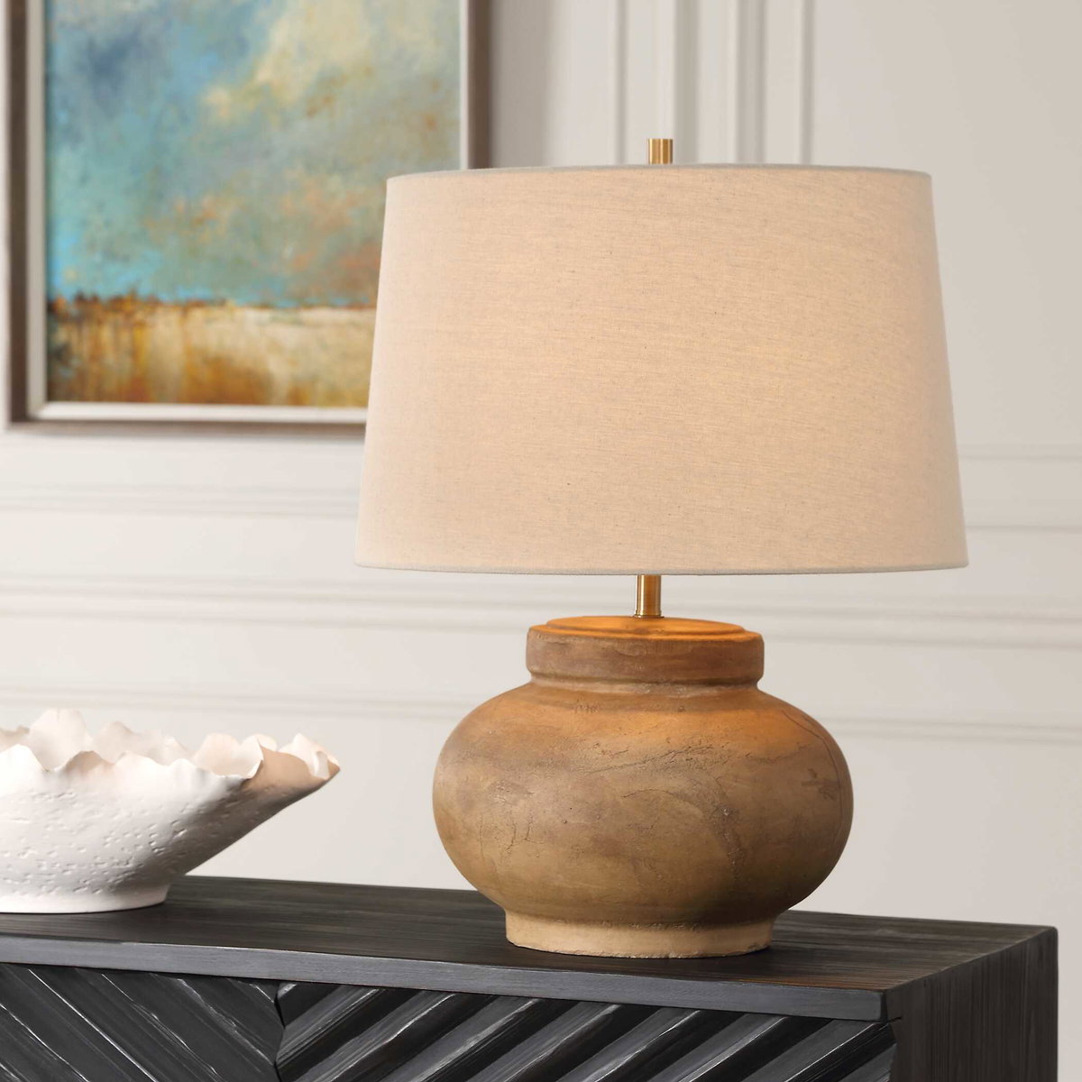 Urbino Aged Terracotta Table Lamp, by Uttermost, 17.5" width x 22.25" height x 17.5" depth View 2