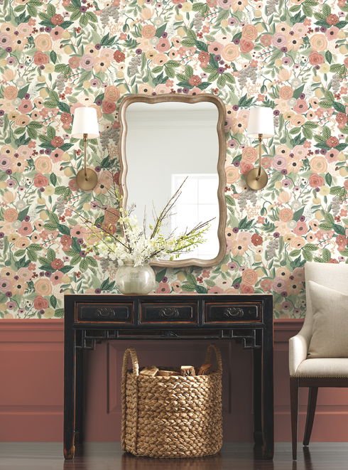 Garden Party Burgundy Peel & Stick Wallpaper