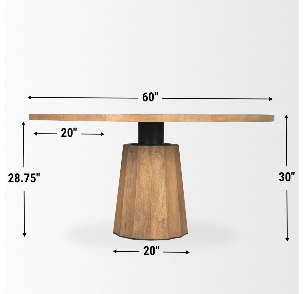 Swanson 60' Round Pedestal Dining Table | Modern | Light Brown Wood | Seats 6, by Mercana, 60" length x 60" width x 30" height View 5