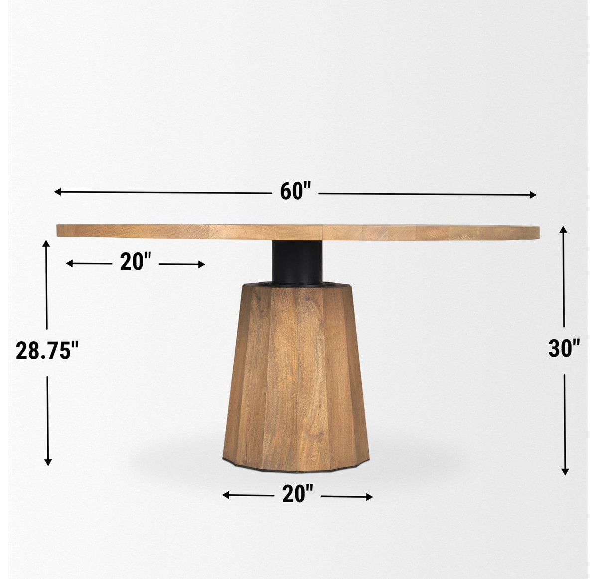 Swanson 60' Round Pedestal Dining Table | Modern | Light Brown Wood | Seats 6, by Mercana, 60" length x 60" width x 30" height View 5
