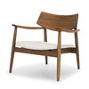 Haggen Medium Brown Oak Wood with Cream Fabric Accent Chair thumbnail 0