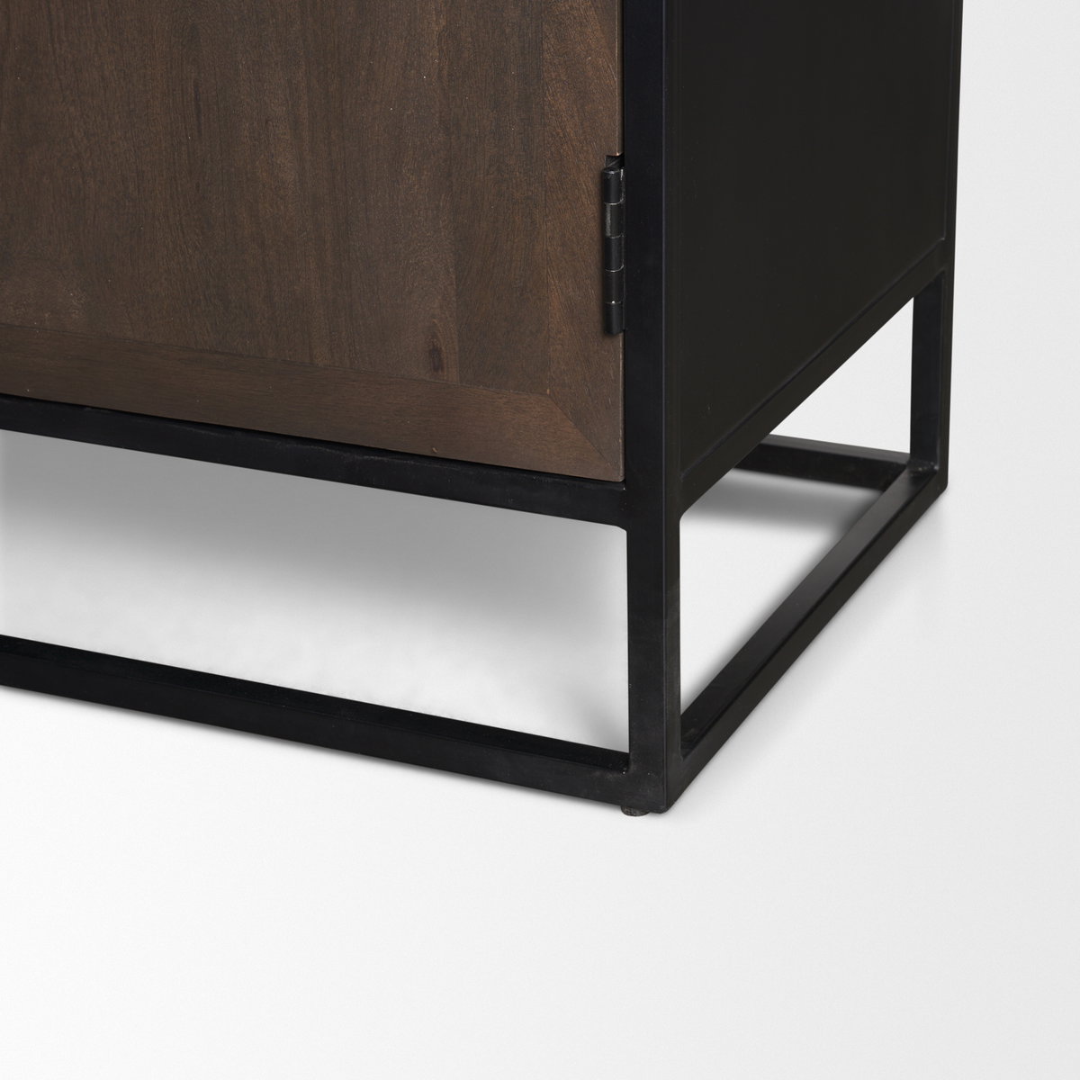 Sloan 42W x 80H Dark Brown Wood with Black Metal Arched Curio Cabinet, Cabinets & Sideboard by Mercana, 42" length x 18.5" width x 80" height View 16