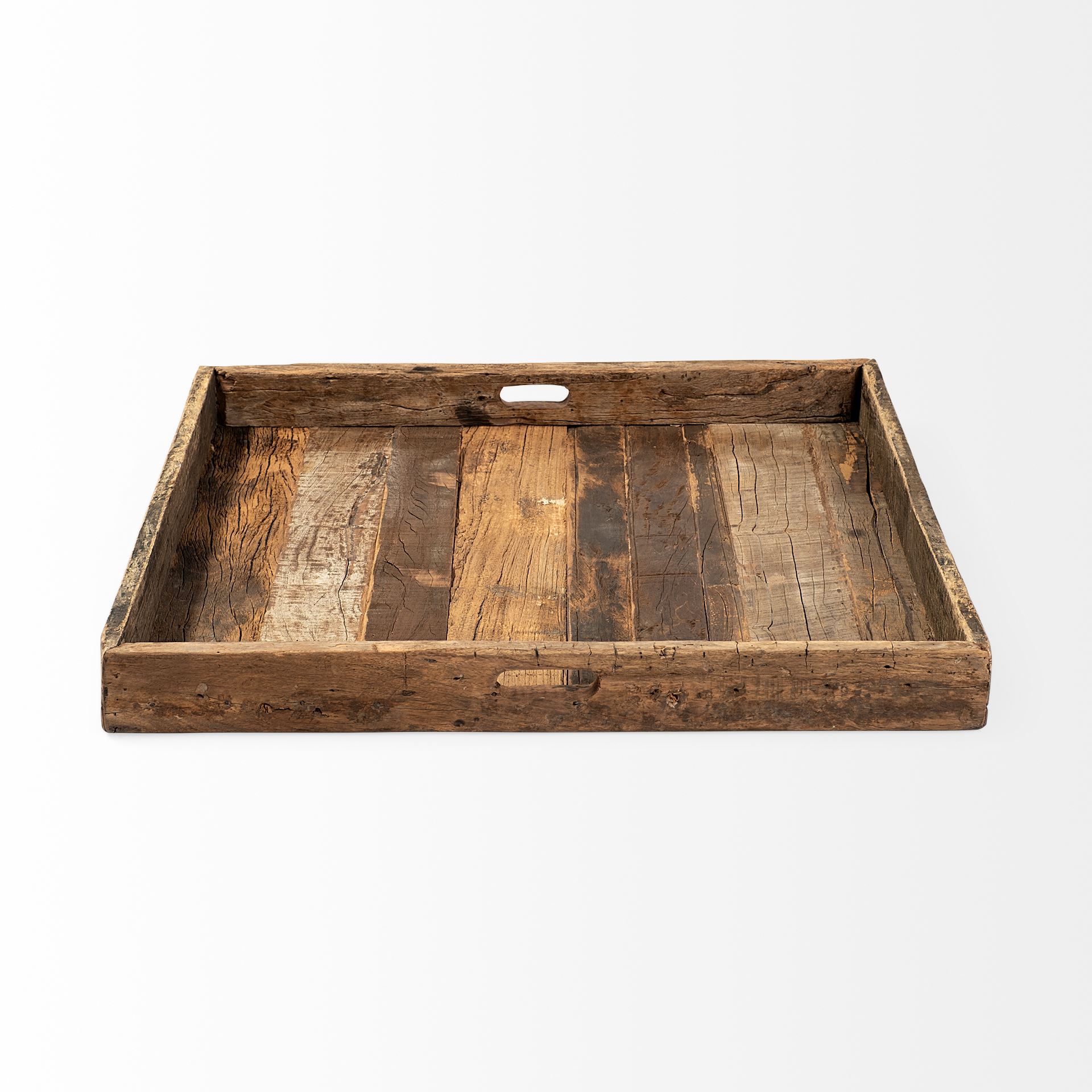 Carson (Large) 30L x 30W Brown Reclaimed Wood Tray, Decorative Tray by Mercana, 30" length x 30" width x 3" height View 4