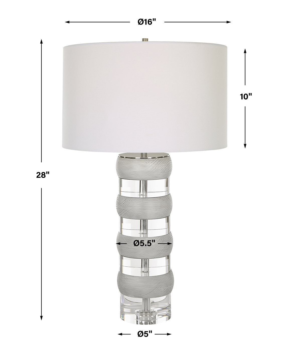 Band Together Crystal & Wood Table Lamp, by Uttermost, 16" width x 28" height x 16" depth View 3