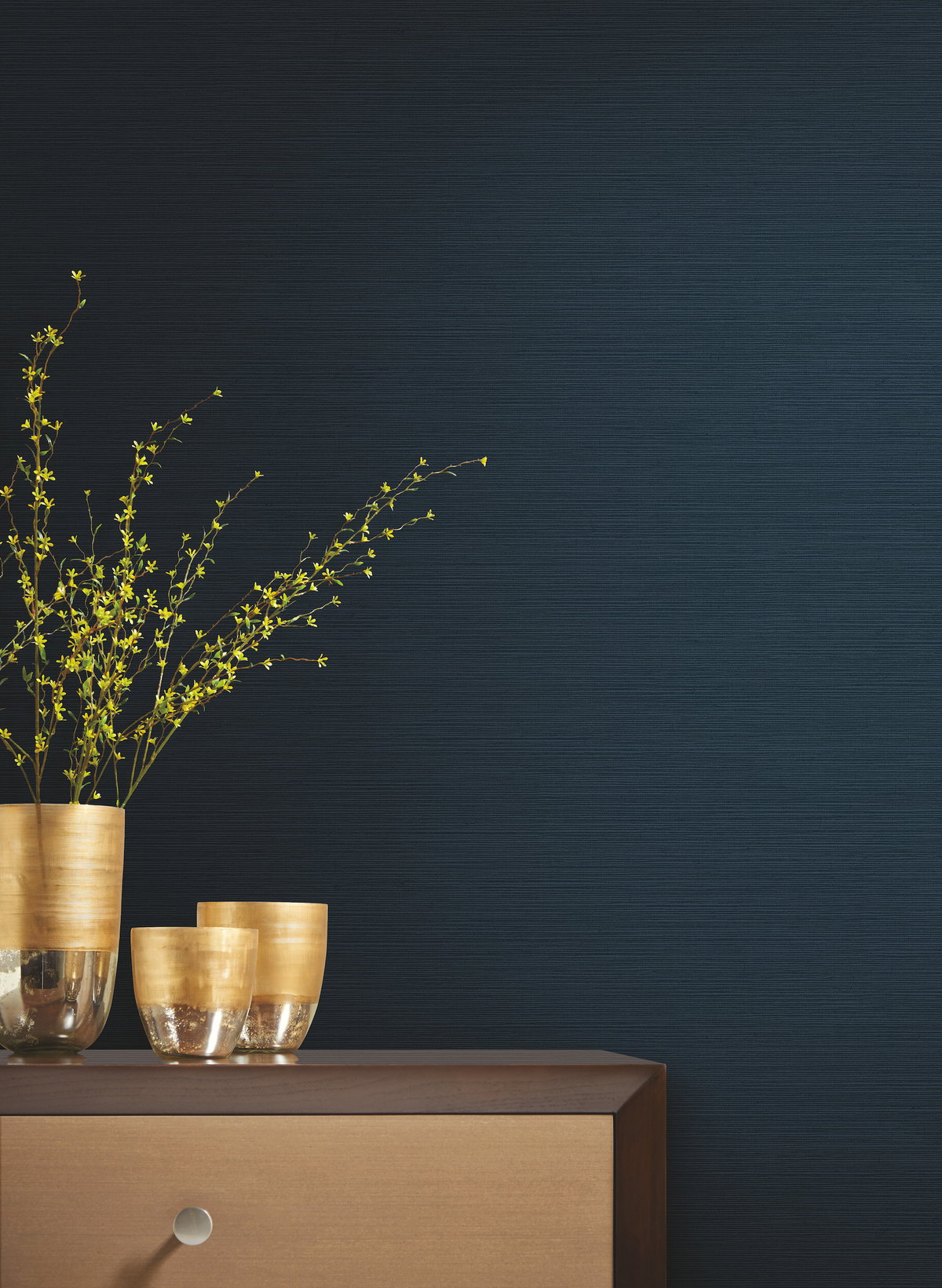 Shining Sisal Grasscloth Dark Blue Metallic Wallpaper, by York Wall, 33' length x 1'9" width x 0.02" depth View 3