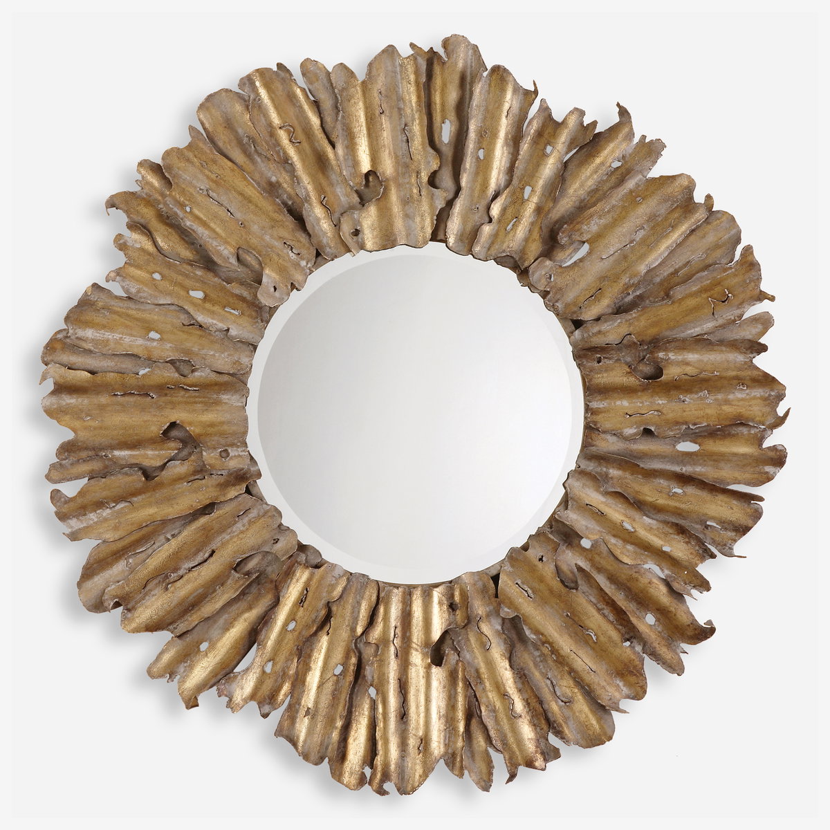 Hemani Antique Gold Mirror, by Uttermost, 3'6.75" width x 3'6.75" height x 2.75" depth View 1