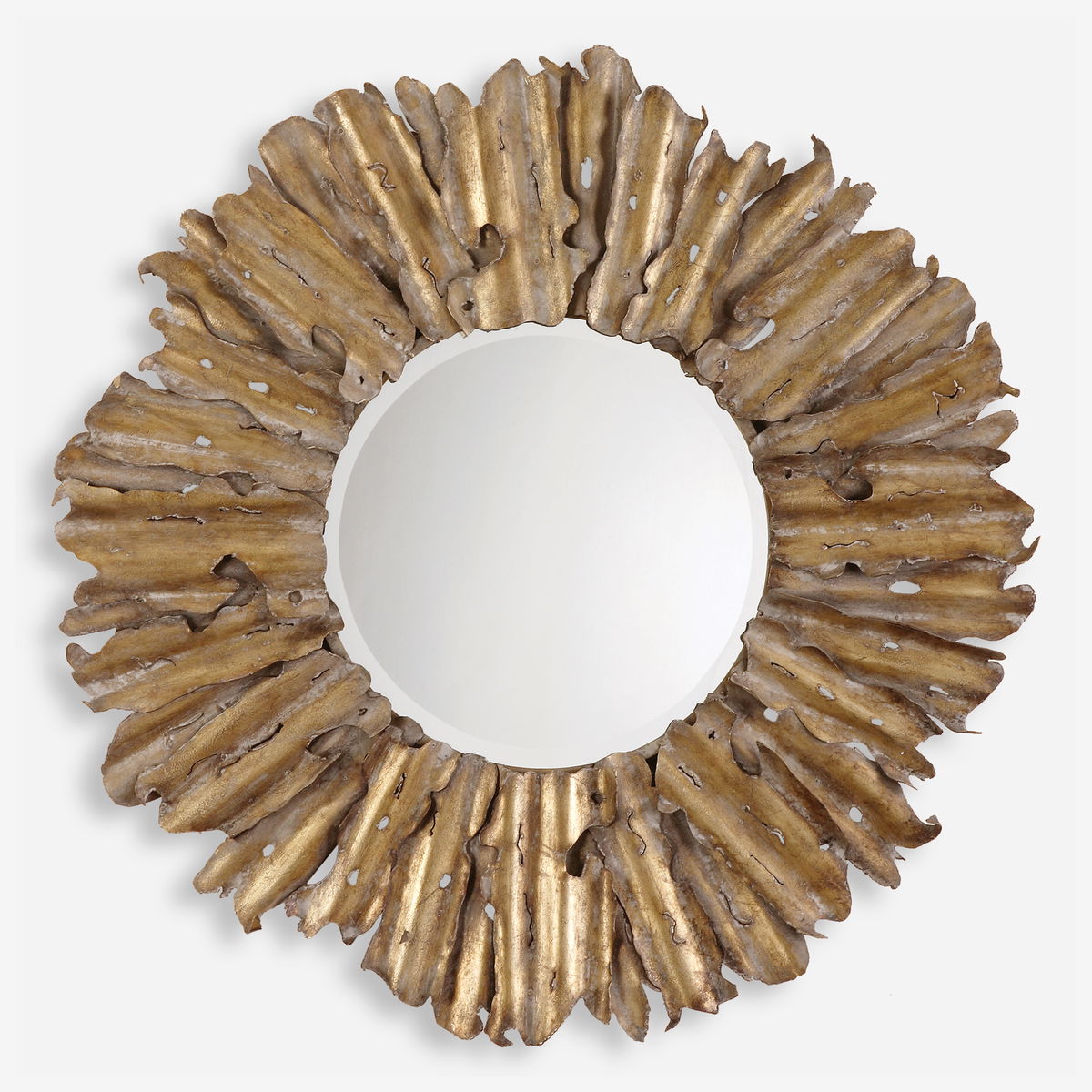 Hemani Antique Gold Mirror, by Uttermost, 42.75" width x 42.75" height x 2.75" depth View 1