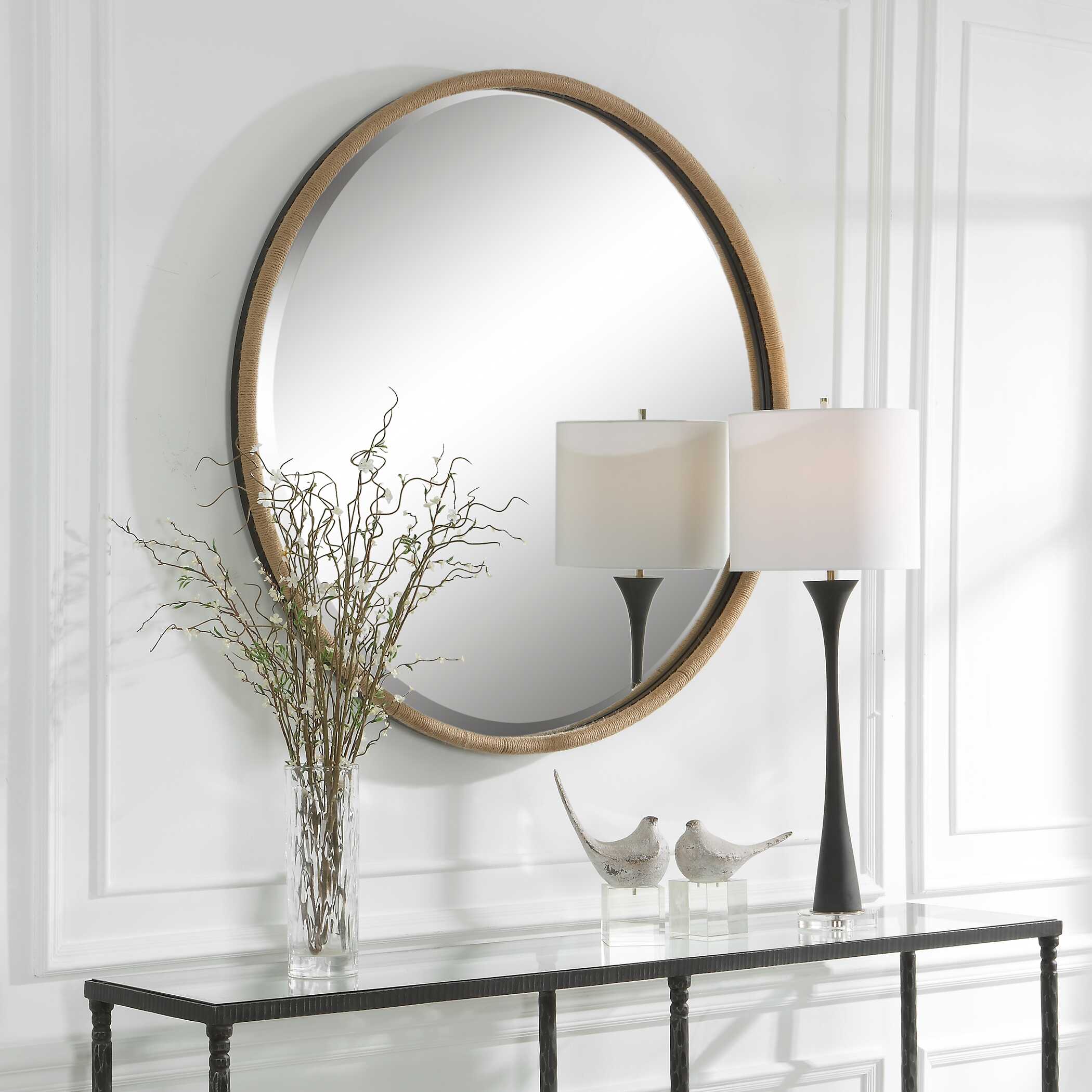 Ranchero Natural Rope Round Mirror, by Uttermost, 42.5" width x 42.5" height x 2.12" depth View 4