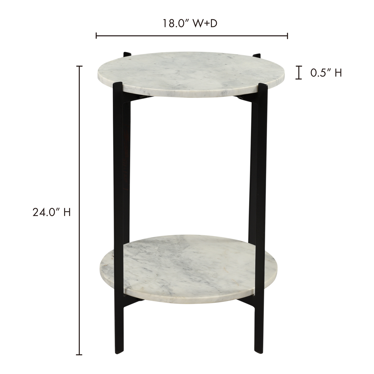 Melanie Accent Table White, Side & End Table by Moe's Home, 18" width x 24" height x 18" depth View 6