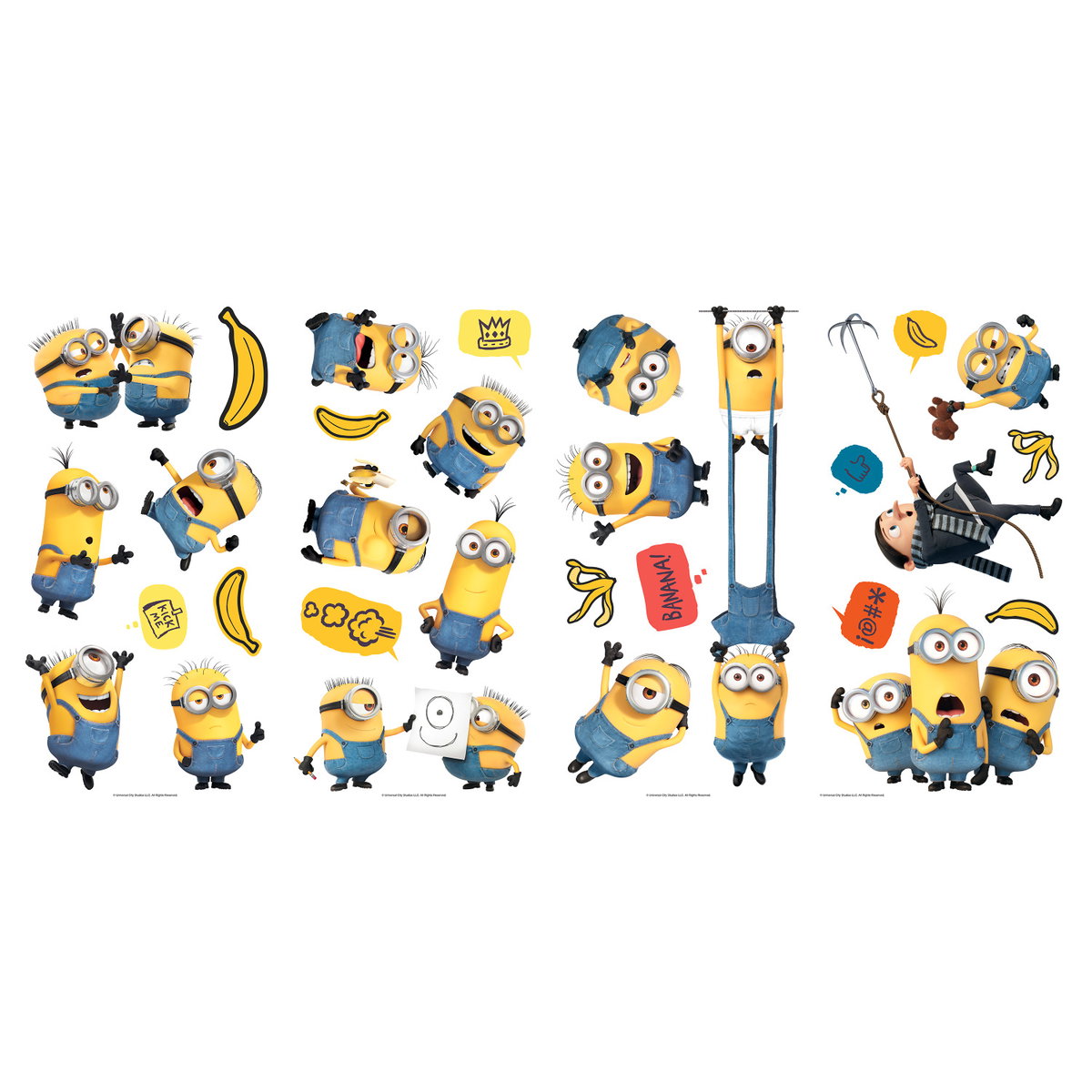 Minions 2 Wall Decals, by York Wall, 1'4.8" length x 9" width x 1.47" depth