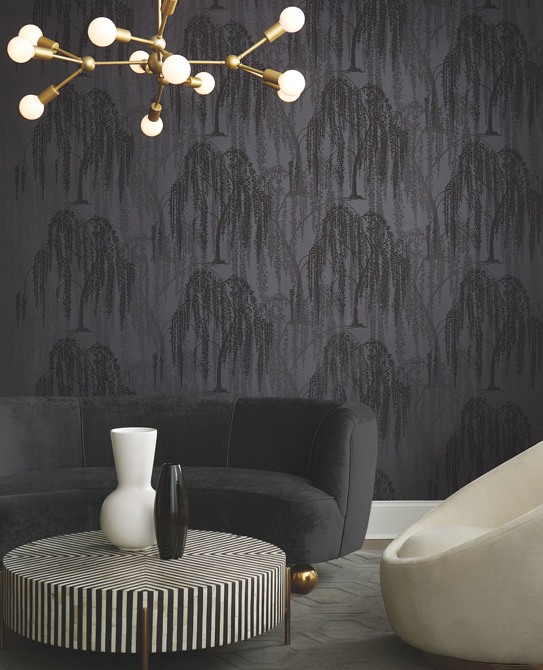 Willow Glow Grey Wallpaper large image 