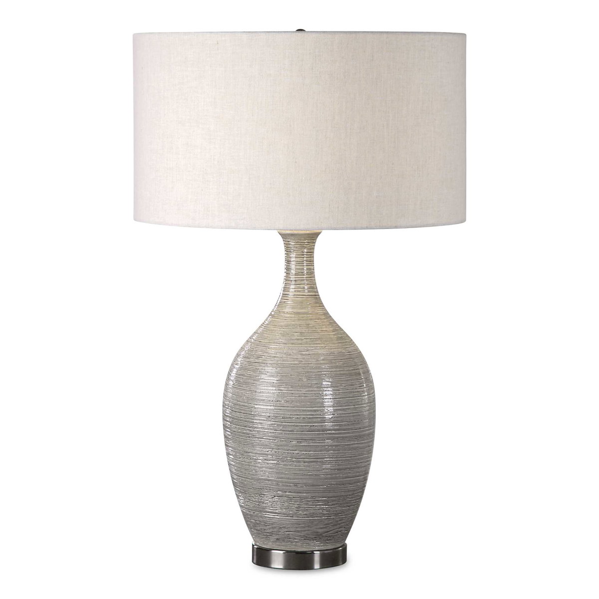 Dinah Gray Textured Table Lamp, by Uttermost, 1'7" width x 2'7" height x 1'7" depth View 1