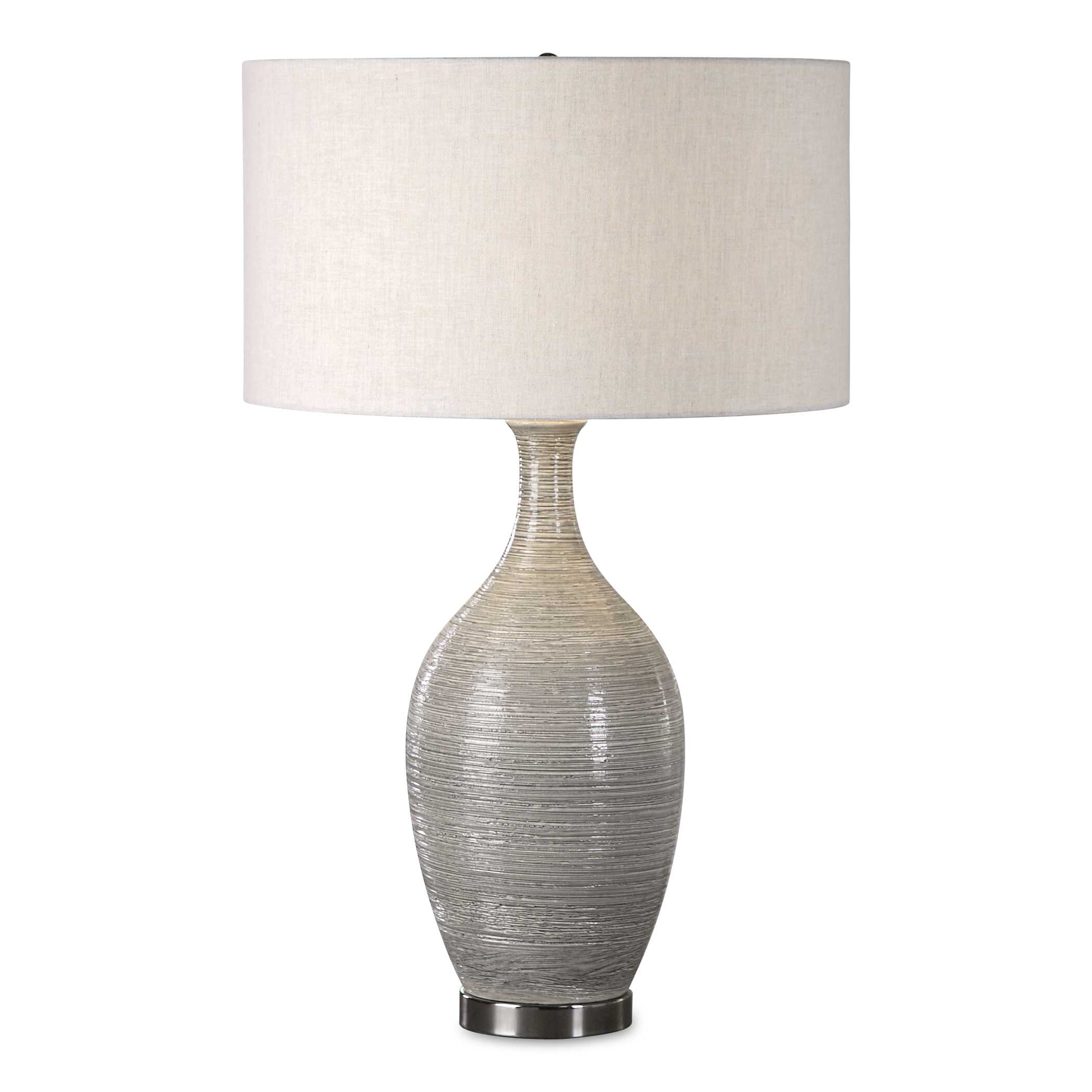 Dinah Gray Textured Table Lamp, by Uttermost, 19" width x 31" height x 19" depth View 1