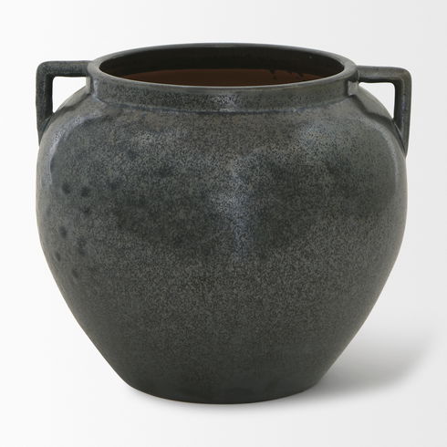 Kora Short Dark Metallic Double Ear Vase