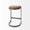 Tyson Backless 27.5in Seat Counter Stool | Brown Leather with Metal, Counter & Bar Stool by Mercana, 17.25" length x 17.5" width x 28" height thumbnail 5