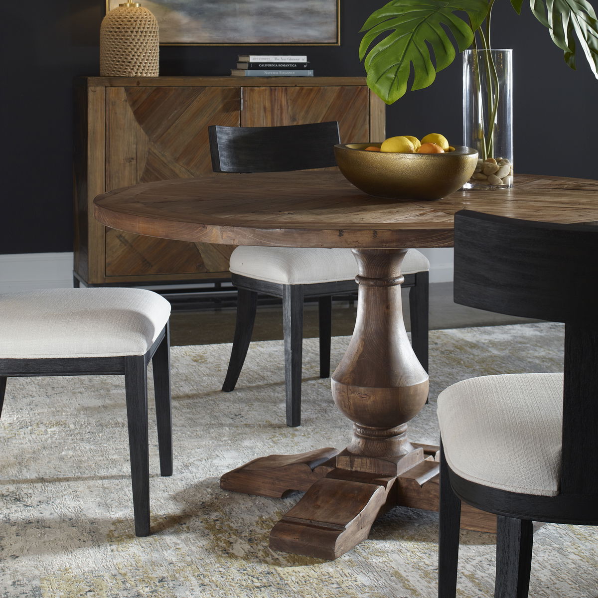 Stratford Wood Round Dining Table, by Uttermost, 54" width x 30" height x 54" depth View 2