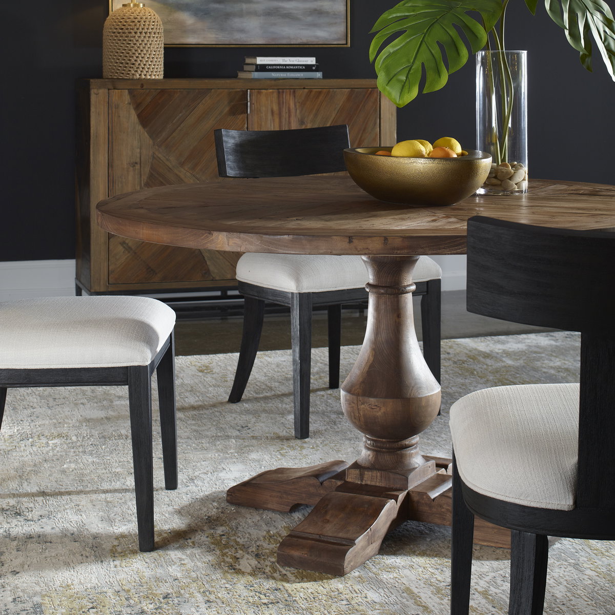 Stratford Wood Round Dining Table, by Uttermost, 54" width x 30" height x 54" depth View 2