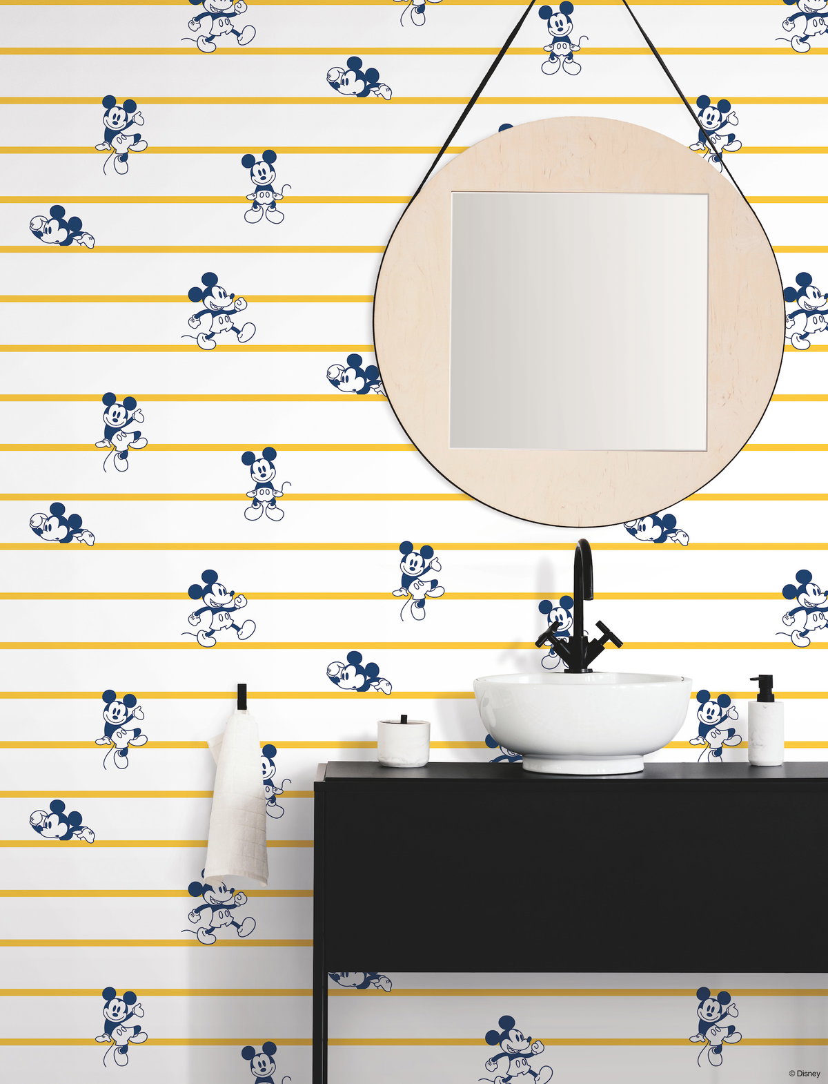 Disney Mickey Mouse Stripe Yellow Wallpaper, by York Wall, 33' length x 1'8.5" width x 0.02" depth View 4