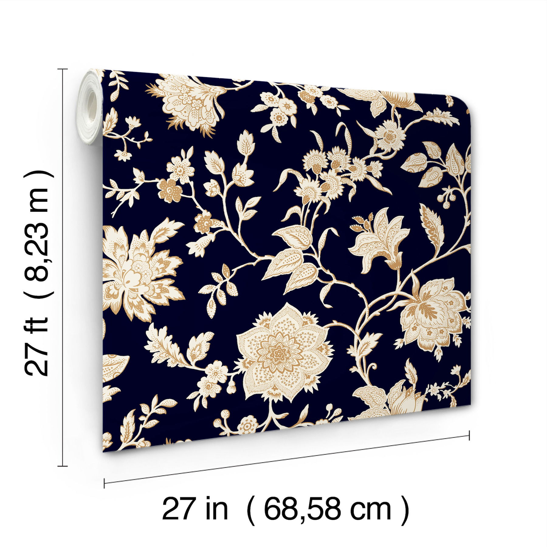 Sutton Black Wallpaper, by York Wall, 27' length x 2'3" width x 0.02" depth View 8