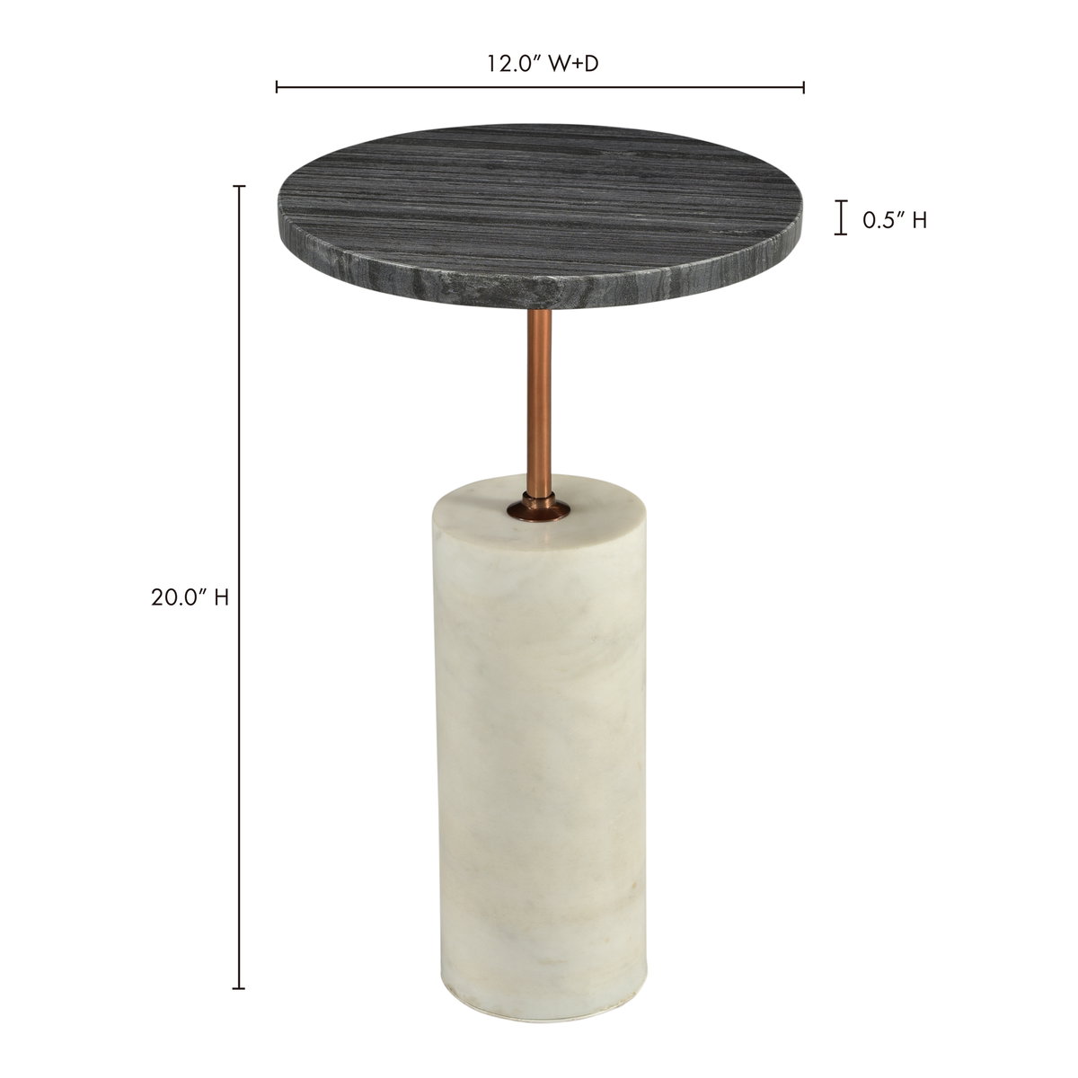 Dusk Accent Table Black, Side & End Table by Moe's Home, 12" width x 20.5" height x 12" depth View 7