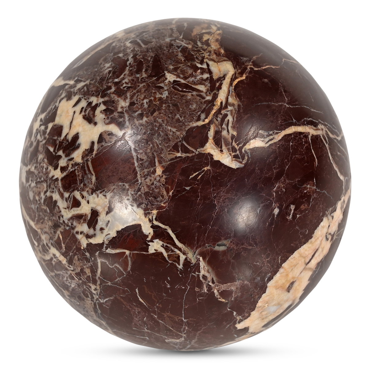 Odessa Sphere Tabletop Accent Red Levanto Marble, Decor by Moe's Home, 4" width x 4" height x 4" depth View 2