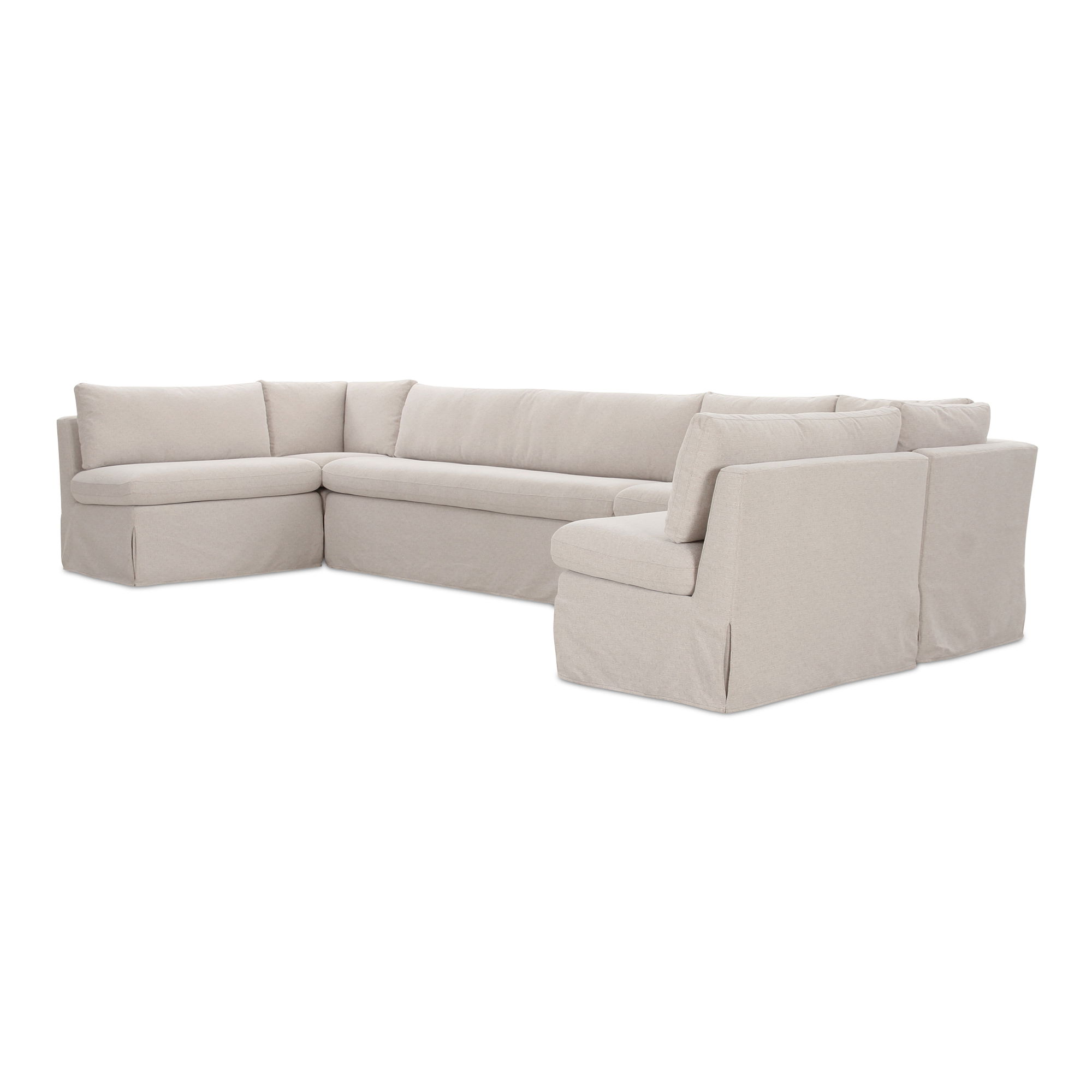 Fable Slipcover Dining Banquette U-shape Beige 168in large image 
