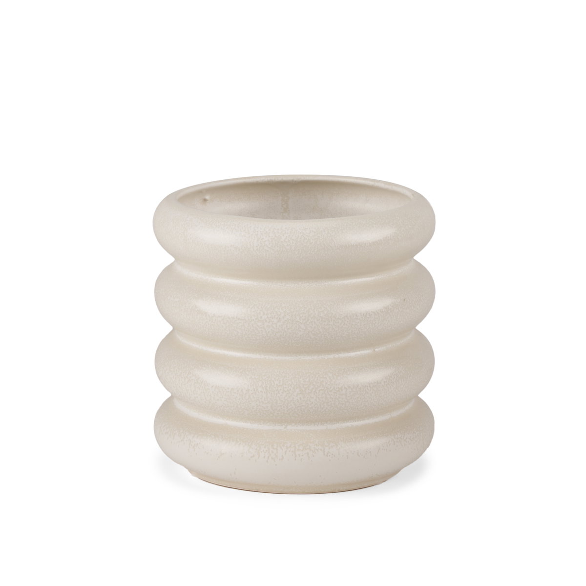 Twyla Tall Cream Glazed Ring Pot, Vase by Mercana, 7.09" length x 7.09" width x 6.69" height View 1