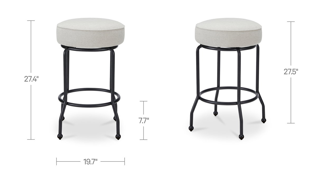 Kelsey Swivel Counter Stool Beige, Counter & Bar Stool by Moe's Home, 19.7" width x 27.4" height x 19.7" depth View 5