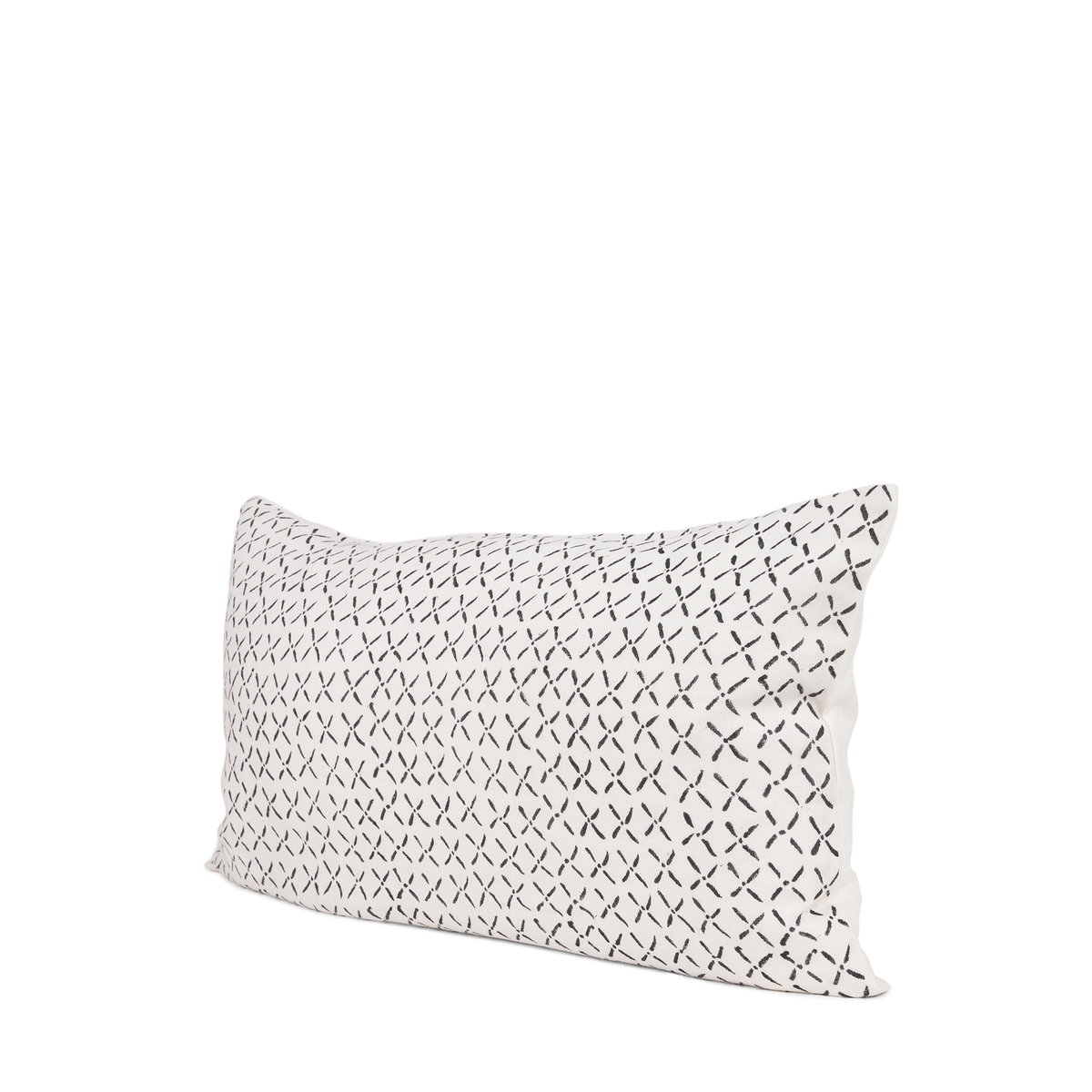 Jayden 14x26 Cream with Black Print Linen Lumbar Decorative Pillow Cover, by Mercana, 14" length x 26" width x 0.2" height View 1