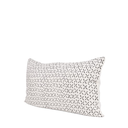 Jayden 14x26 Cream with Black Print Linen Lumbar Decorative Pillow Cover