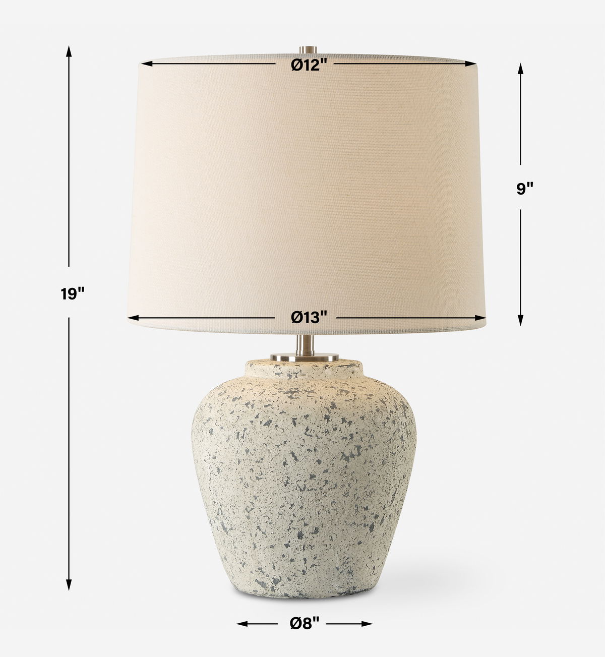 Rupture Aged Ivory Table Lamp, by Uttermost, 13" width x 19" height x 13" depth View 3
