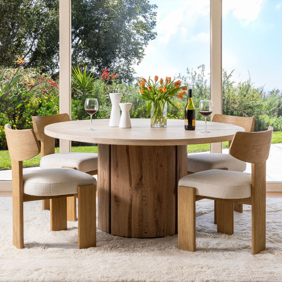 Ian Dining Chair Set of 2 Natural, by Dovetail, 21.53" width x 32.5" height x 21.9" depth View 6