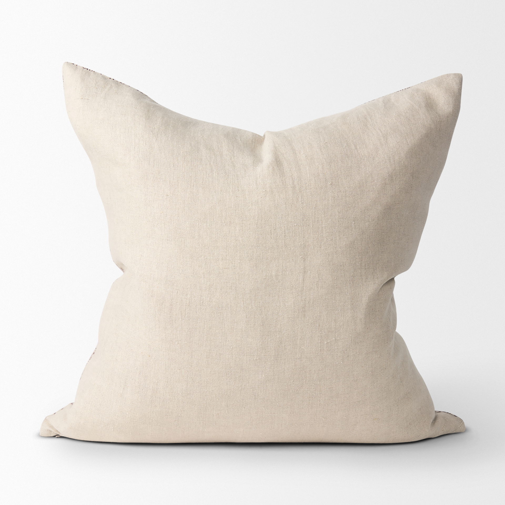 Jayne Beige with Merlot Print Linen Square Decorative Pillow Cover large image 