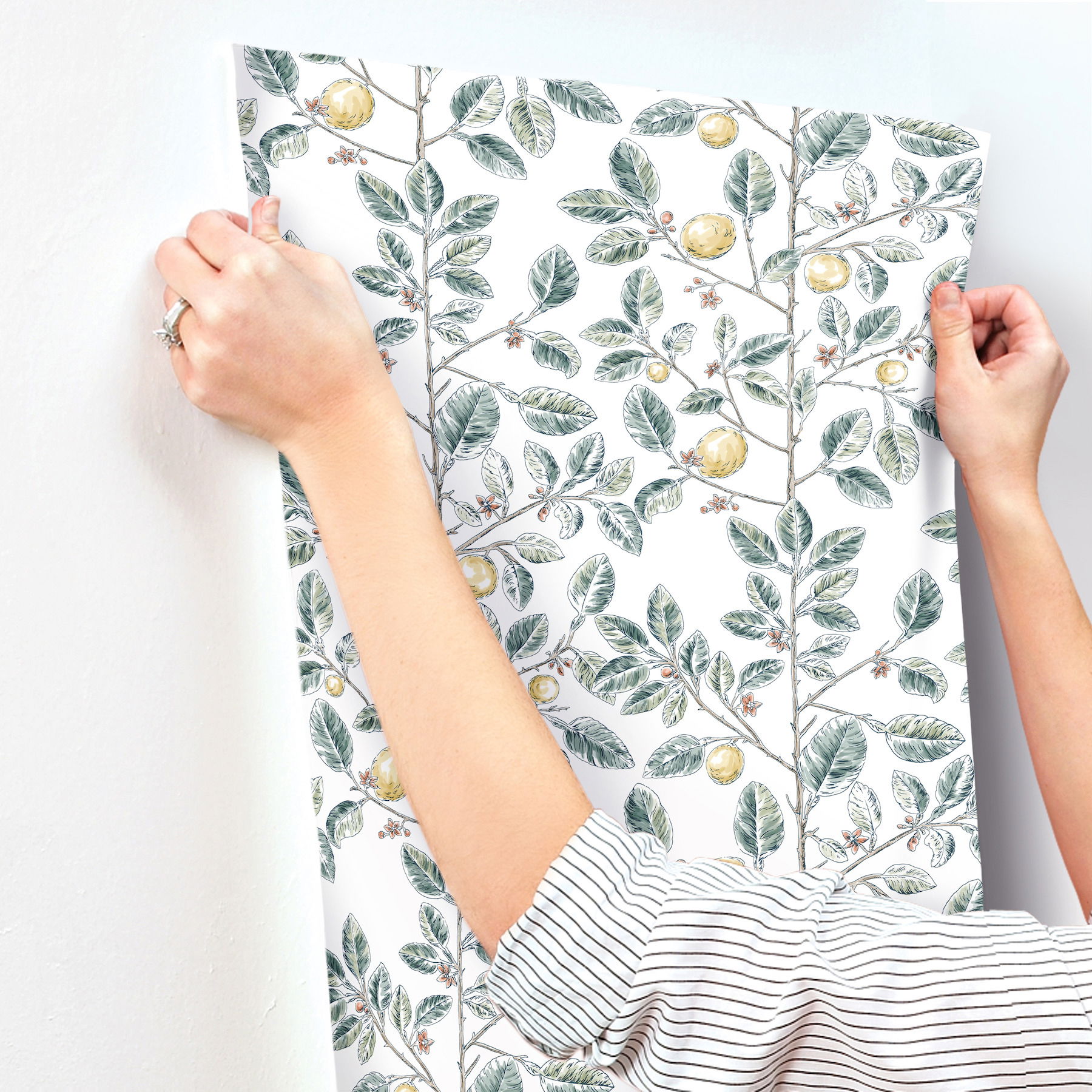 Limoncello Toile Forest Wallpaper large image 