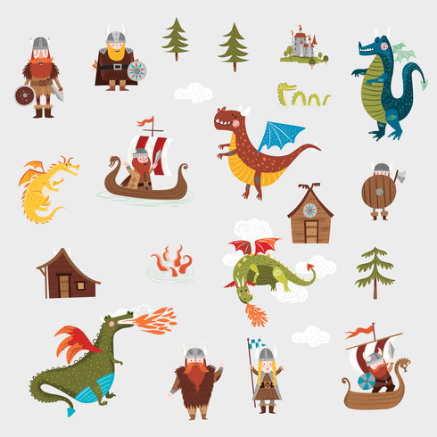 Dragons & Vikings Wall Decals