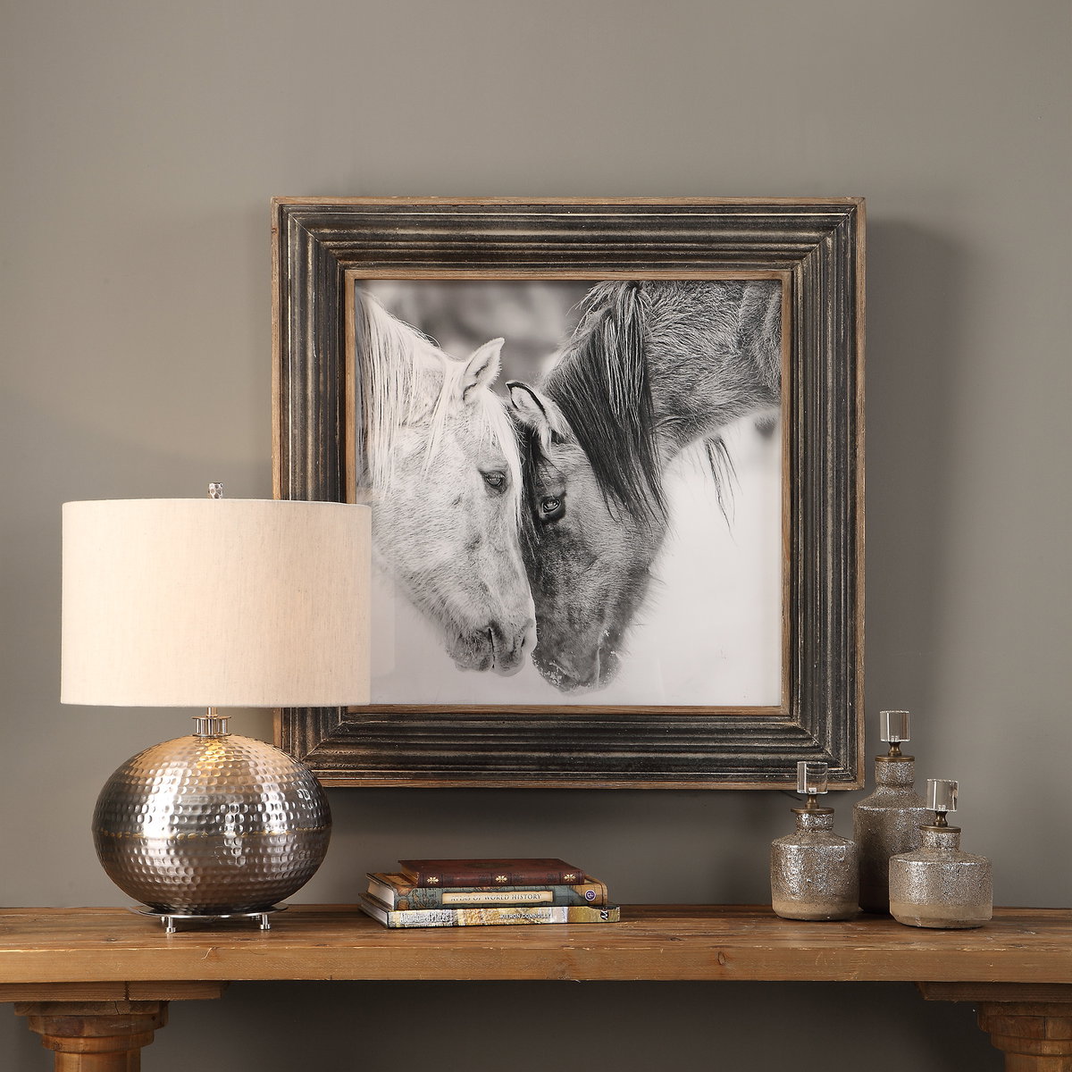 Custom Black And White Horses Print, by Uttermost, 2'7.5" width x 2'7.5" height x 2.75" depth View 7