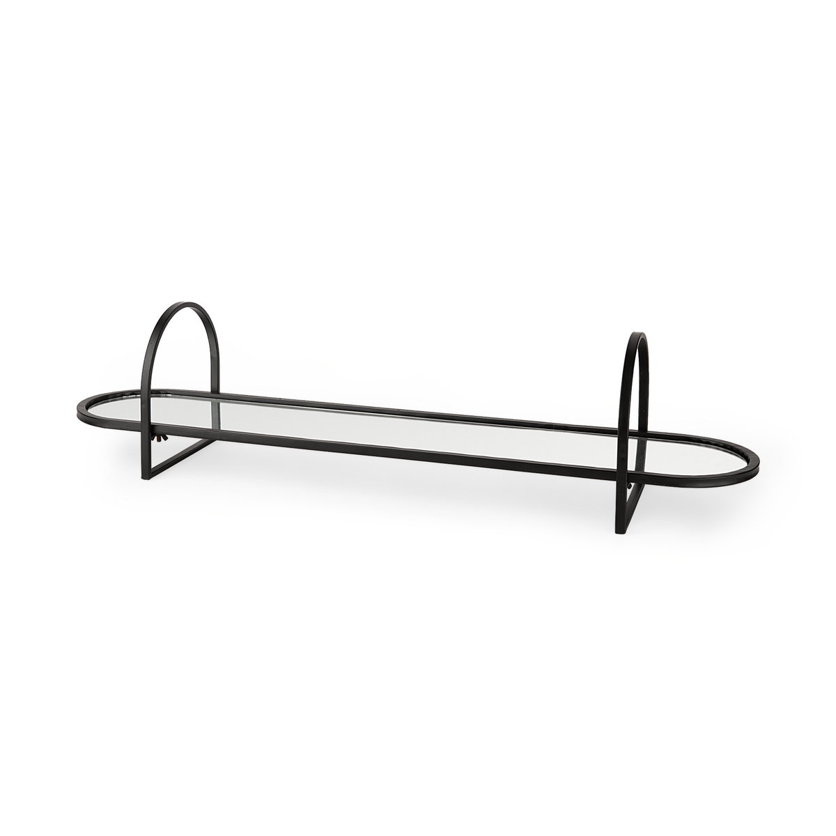 Evianna 30L x 7W x 7H Mirrored with Black Metal Frame Tray, Decorative Tray by Mercana, 29.93" length x 7.09" width x 7.09" height View 1