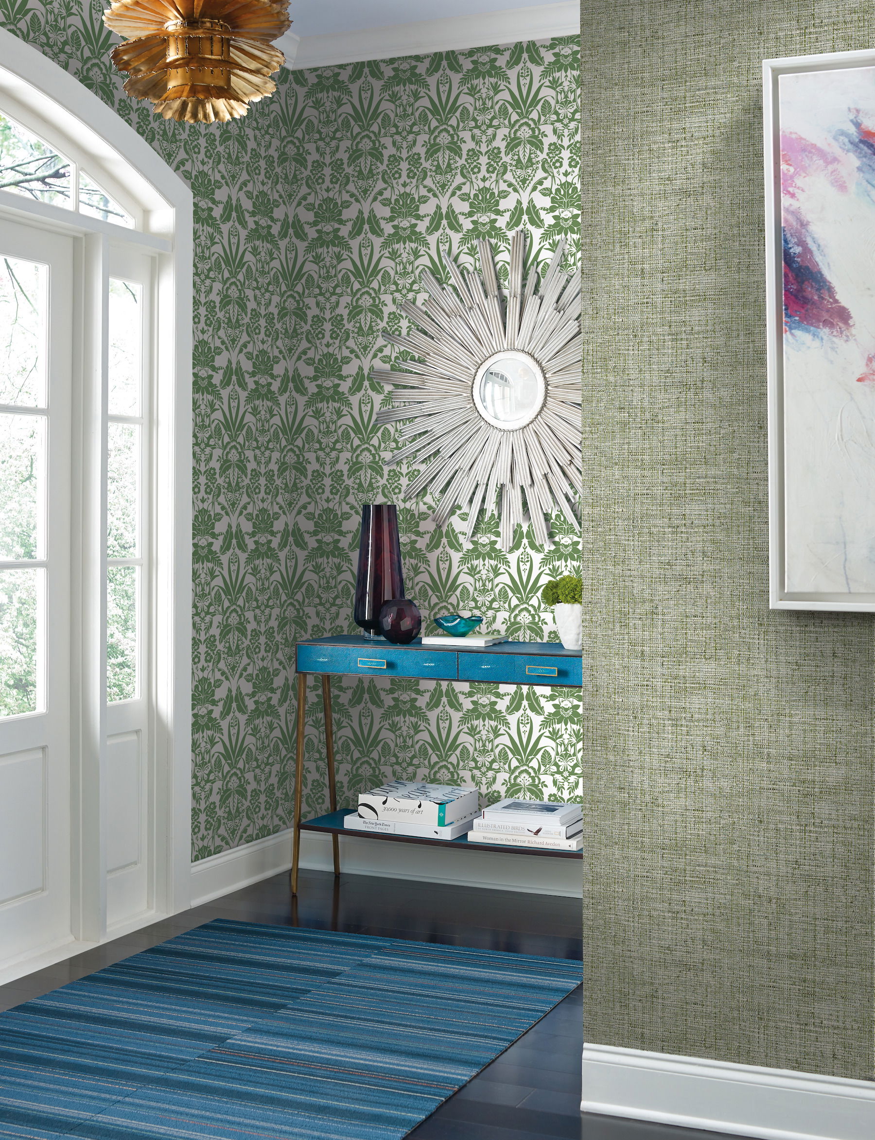 Papyrus Weave Green Wallpaper, by York Wall, 27' length x 2'3" width x 0.02" depth View 2