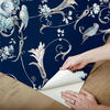 Parrots with Floral Bouquets Navy Peel & Stick Wallpaper thumbnail 2