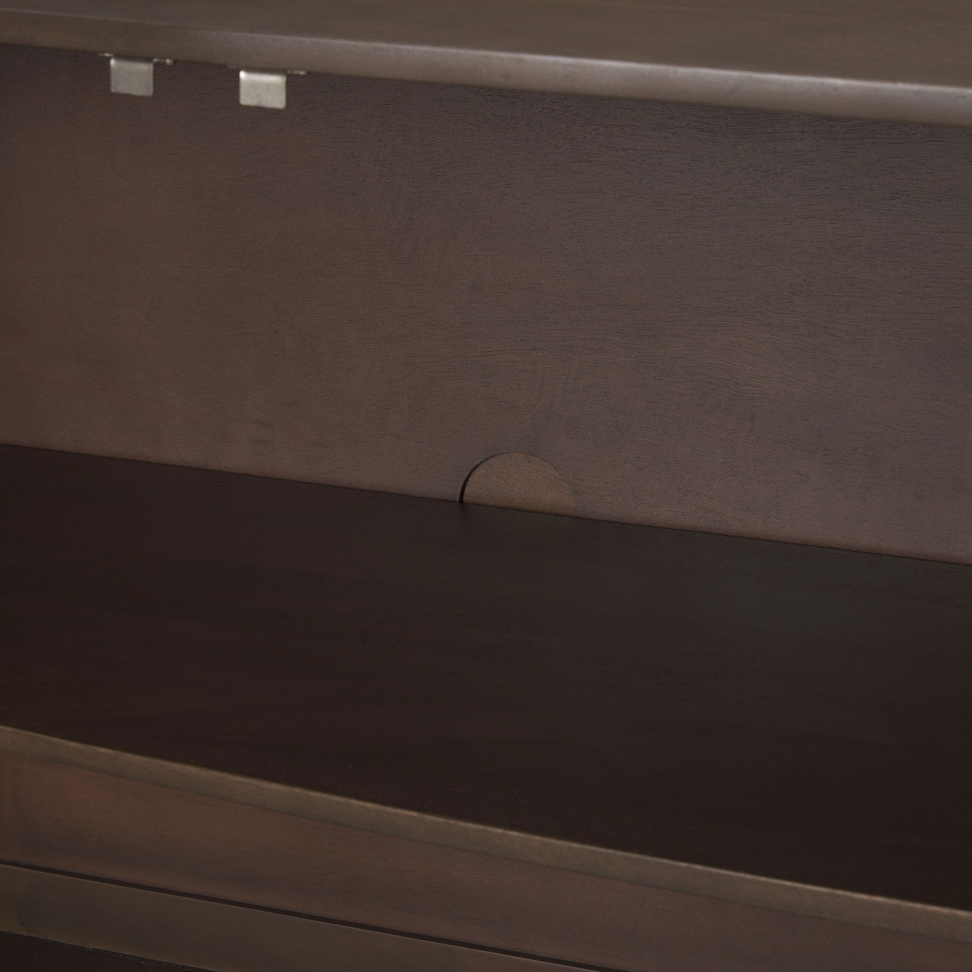 Swanson Dark Brown Wooden Scalloped Sideboard, Sideboards & Buffet by Mercana, 72" length x 19" width x 32" height View 11