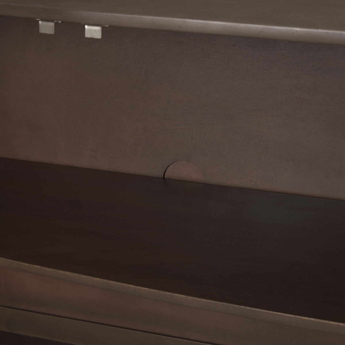 Swanson Dark Brown Wooden Scalloped Sideboard, Sideboards & Buffet by Mercana, 72" length x 19" width x 32" height View 11