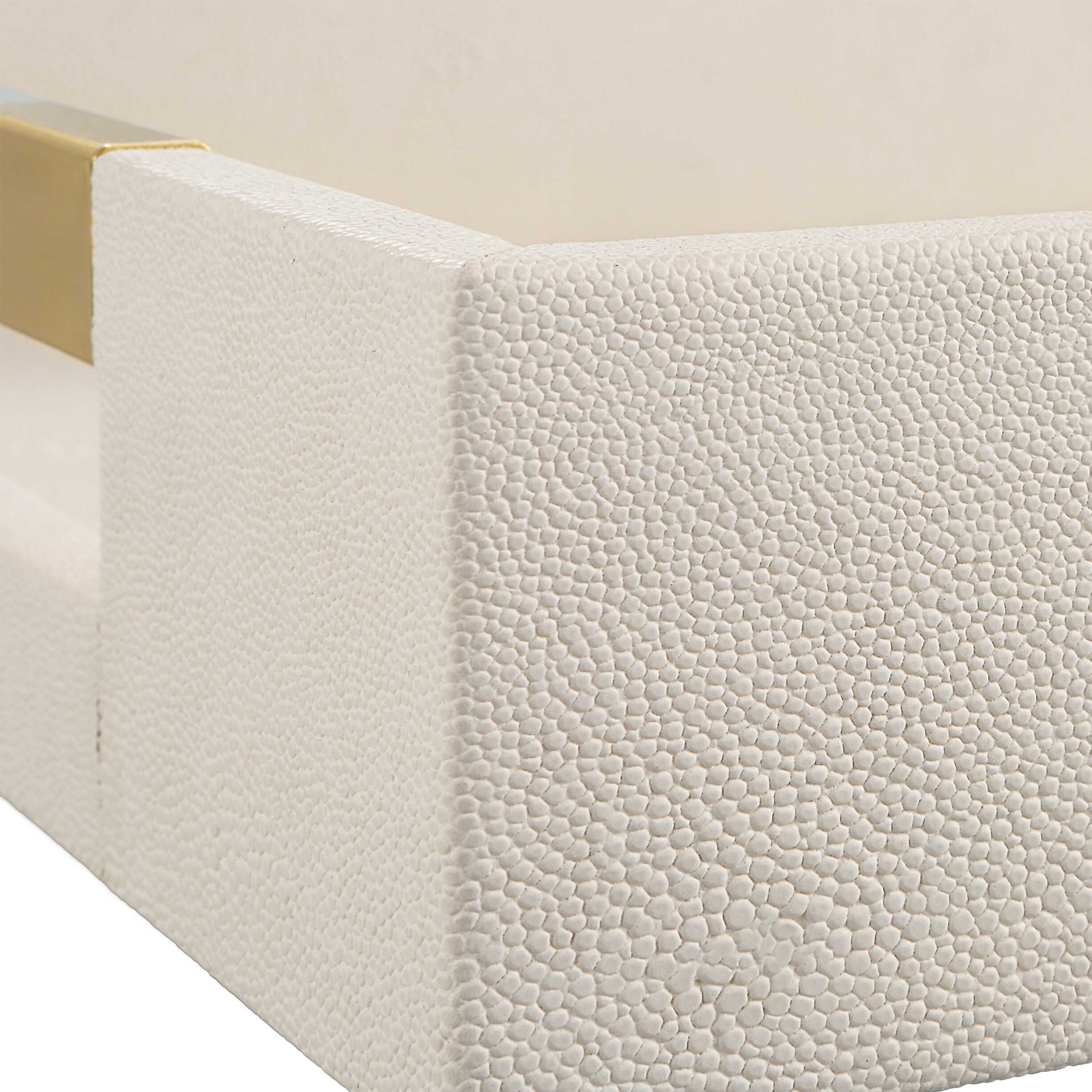 Wessex White Shagreen Tray, Decorative by Uttermost, 19" width x 2.62" height x 13.87" depth View 7