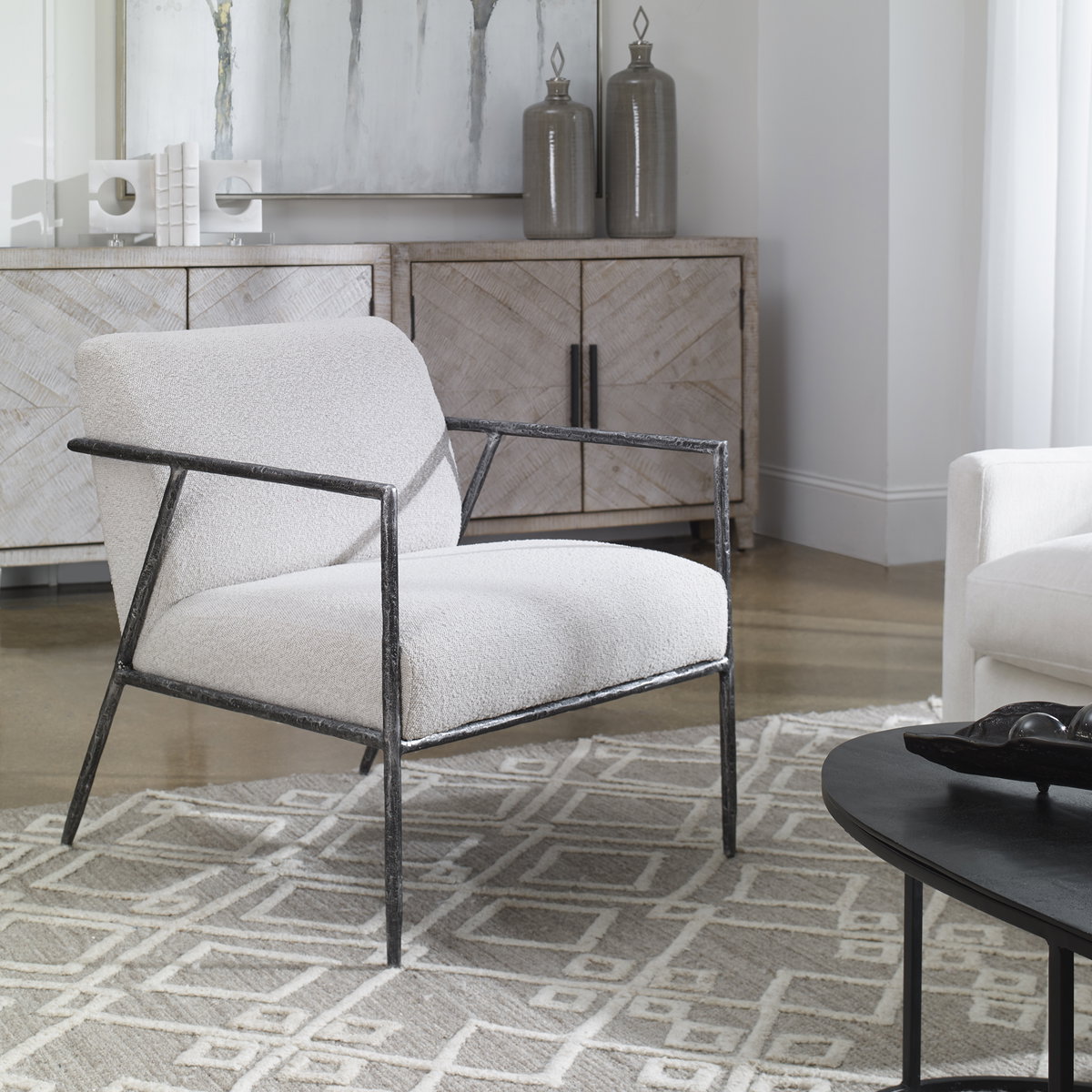 Brisbane Light Gray Accent Chair, by Uttermost, 27" width x 30" height x 30" depth View 2