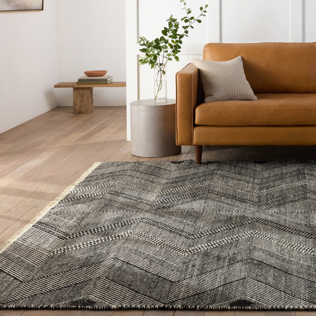 Galexia Handmade Tribal Black/ Cream Area Rug (8'X10') large image 