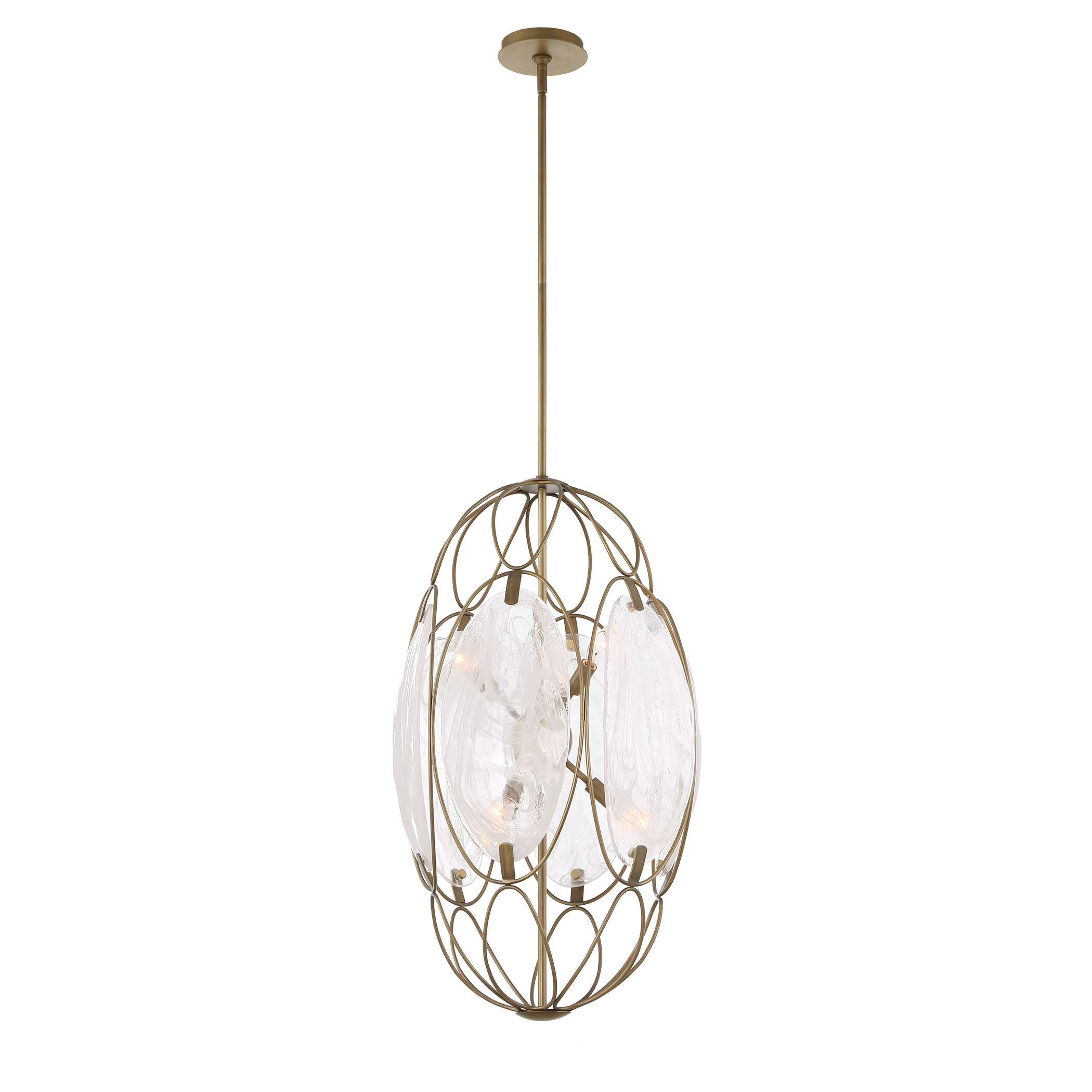 Valencia 6 Light Glass Panel Pendant, Ceiling Light by Uttermost, 31" height x 19" diameter View 8