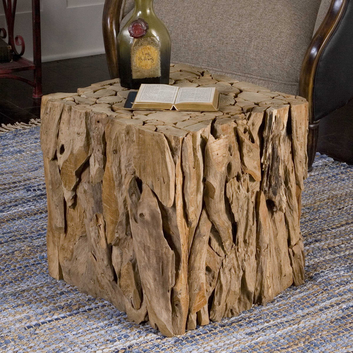 Teak Root Bunching Cube, Side & End Table by Uttermost, 16.5" width x 18.5" height x 16.5" depth View 2